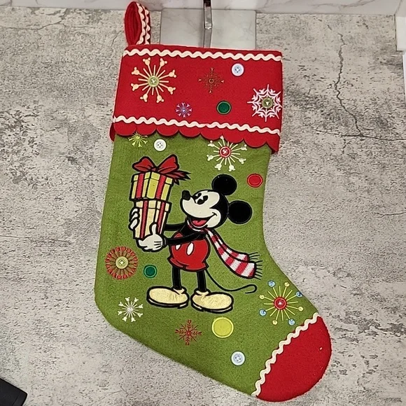 Mickey Mouse Stocking Green Felt Disney Store Retired Embroidered Christmas - Picture 3 of 7